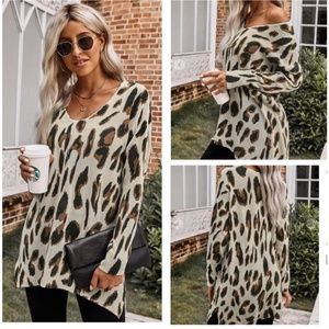 Leopard V neck sweater